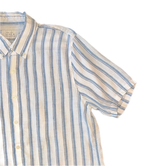 Abercrombie & Fitch Men's Striped Button Down Shirt - Blue and White - Picture 4 of 6